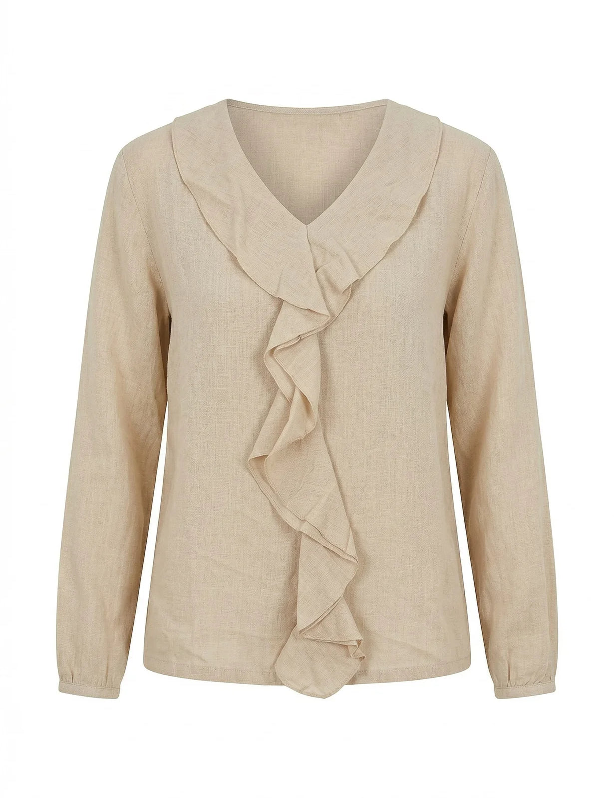 Elina Hørbluse – Beige med Flaeser