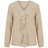 Elina Hørbluse – Beige med Flaeser