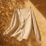 Elina Hørbluse – Beige med Flaeser