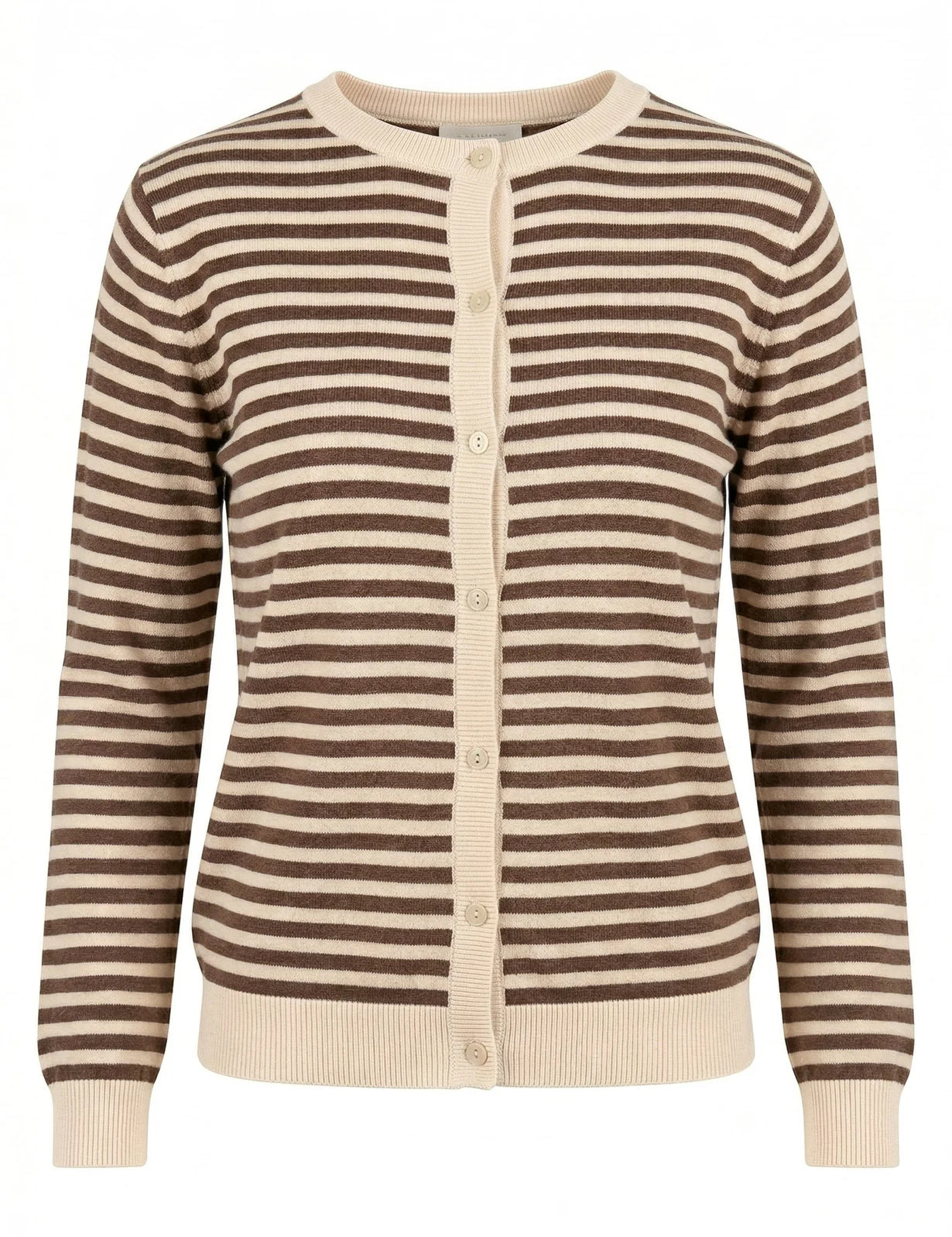 Alba Stribet Bomuldscardigan – Brun/Creme