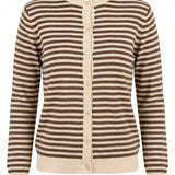 Alba Stribet Bomuldscardigan – Brun/Creme