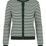 Alba Stribet Bomuldscardigan – Grøn/Creme