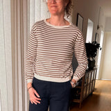 Alba Stribet Bomuldsstrik – Brun/Creme