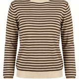 Alba Stribet Bomuldsstrik – Brun/Creme